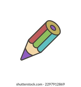 Colored colorful multicolored wooden pencil. 