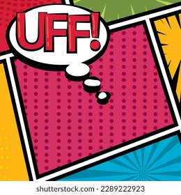 Colored comic page with halftone effect and comic bubbles Vector