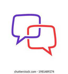 Colored communication bubbles set on the white background. 
