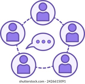 Colored Community Icon. Vector Icon of United Group of People with Common Interests. Communication and Teamwork Concept