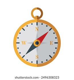 A colored compass icon. A navigation device for determining the sides of the horizon when traveling. Vector illustration isolated on a white background for design and web.