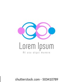 Colored conceptual and abstract logo of two persons meeting or dancing together