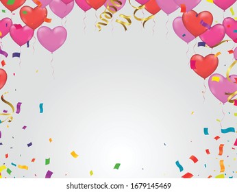 Colored confetti and balloons on the checked background. Eps 10 vector file.
