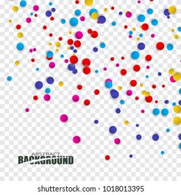 Colored confetti is falling.Colorful circles abstract background.