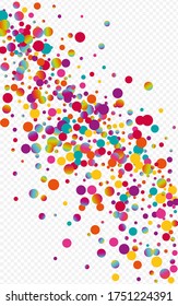 Colored Confetti Happy Transparent Background. Gradient Flying Splash Texture. Independence Wallpaper. Holographic Vector Backdrop.