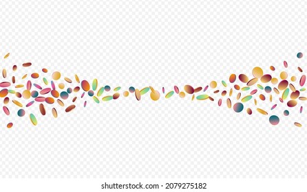 Colored Confetti Independence Transparent Background. Multicolored Decoration Rain Card. FallingFestive Postcard. Unicorn Celebration Invitation.