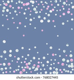 Colored confetti on blue. Luxurious calm background. Overflowing grainy abstract points in pink and blue tones. Element of design. Suitable for postcards, posters, cards. Vector illustration, EPS 10.