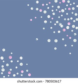 Colored confetti on blue. Luxurious calm background. Overflowing grainy abstract points in pink and blue tones. Element of design. Suitable for postcards, posters, cards. Vector illustration, EPS 10.