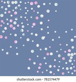 Colored confetti on blue. Luxurious calm background. Overflowing grainy abstract points in pink and blue tones. Element of design. Suitable for postcards, posters, cards. Vector illustration, EPS 10.