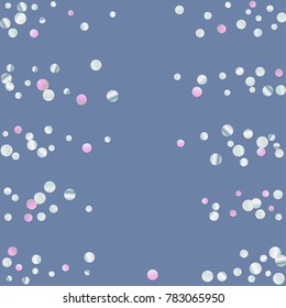 Colored confetti on blue. Luxurious calm background. Overflowing grainy abstract points in pink and blue tones. Element of design. Suitable for postcards, posters, cards. Vector illustration, EPS 10.