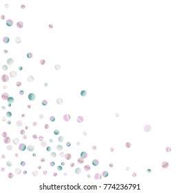 Colored confetti on white. Luxurious calm background. Overflowing grainy abstract points in pink and blue tones. Element of design. Suitable for postcards, posters, cards. Vector illustration, EPS 10.