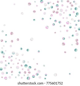 Colored confetti on white. Luxurious calm background. Overflowing grainy abstract points in pink and blue tones. Element of design. Suitable for postcards, posters, cards. Vector illustration, EPS 10.
