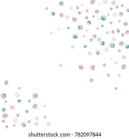 Colored confetti on white. Luxurious calm background. Overflowing grainy abstract points in pink and blue tones. Element of design. Suitable for postcards, posters, cards. Vector illustration, EPS 10.