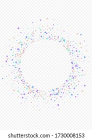 Colored Confetti Vector Transparent Background. Gradient Flying Round Design. Celebrate Banner. Magic Carnival Invitation.