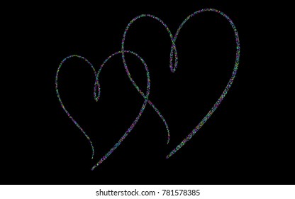 Colored confetti-points are scattered on a black background. Luxury festive background. Multicolored shiny abstract texture. Element of design. Vector illustration, EPS 10.