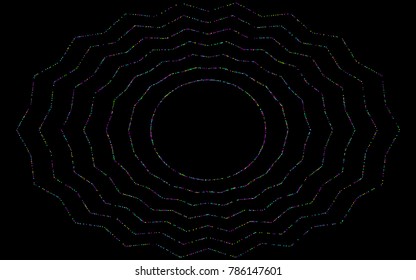 Colored confetti-points are scattered on a black background. Luxury festive background. Multicolored shiny abstract texture. Element of design. Vector illustration, EPS 10.
