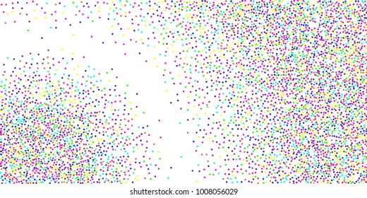 Colored confetti-points are scattered on a white background. Luxury festive background. Multicolored shiny abstract texture. Element of design. Vector illustration, EPS 10.