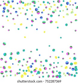 Colored confetti-points are scattered on a white background. Luxury festive background. Multicolored shiny abstract texture. Element of design. Vector illustration, EPS 10.