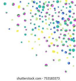 Colored confetti-points are scattered on a white background. Luxury festive background. Multicolored shiny abstract texture. Element of design. Vector illustration, EPS 10.