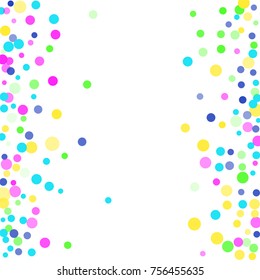 Colored confetti-points are scattered on a white background. Luxury festive background. Multicolored shiny abstract texture. Element of design. Vector illustration, EPS 10.