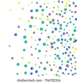 Colored confetti-points are scattered on a white background. Luxury festive background. Multicolored shiny abstract texture. Element of design. Vector illustration, EPS 10.