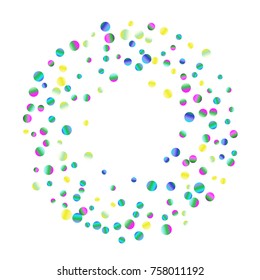 Colored confetti-points are scattered on a white background. Luxury festive background. Multicolored shiny abstract texture. Element of design. Vector illustration, EPS 10.