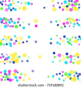 Colored confetti-points are scattered on a white background. Luxury festive background. Multicolored shiny abstract texture. Element of design. Vector illustration, EPS 10.