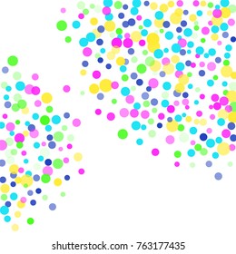 Colored confetti-points are scattered on a white background. Luxury festive background. Multicolored shiny abstract texture. Element of design. Vector illustration, EPS 10.
