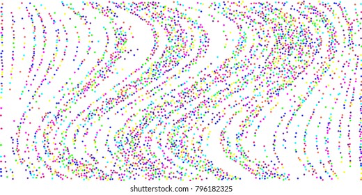Colored confetti-points are scattered on a white background. Luxury festive background. Multicolored shiny abstract texture. Element of design. Vector illustration, EPS 10.
