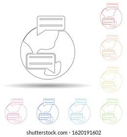 Colored connection people in multi color style icon. Simple thin line, outline vector of web icons for ui and ux, website or mobile application