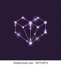 colored constellation illustration in the shape of a heart in space