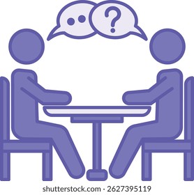 Colored Consultation Icon. Vector Illustration. Specialist Gives Advice. Two People Sitting at the Table and Talking. Concept Speaking