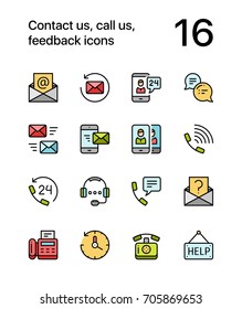 Colored Contact us, call us, feedback icons for web and mobile design pack 2