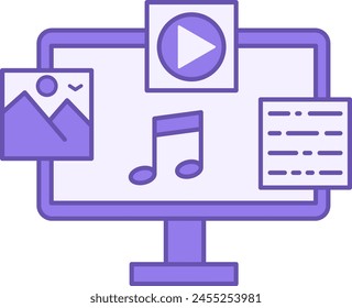 Colored Content Icon. Vector Icon of Various Information in Computer. Digital Management, Blogging. Social Media Concept