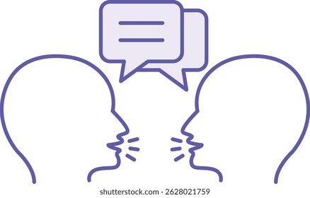 Colored Conversation Icon. Vector Illustration. Two People Chatting and Exchanging Information. Speaking Concept