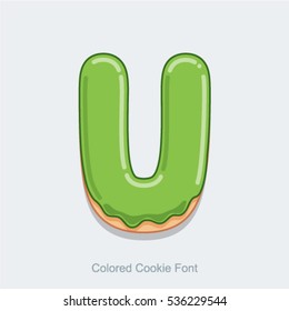Colored Cookie Font. Vector illustration. Letter U
