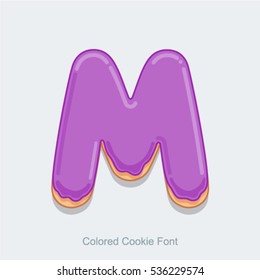 Colored Cookie Font. Vector illustration. Letter M
