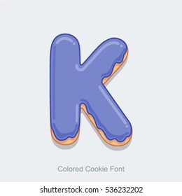 Colored Cookie Font. Vector illustration. Letter K
