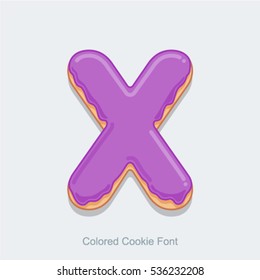 Colored Cookie Font. Vector illustration. Letter X