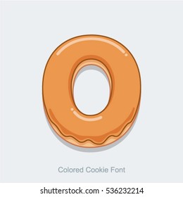 Colored Cookie Font. Vector illustration. Letter O