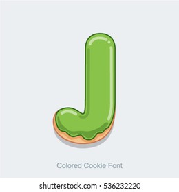 Colored Cookie Font. Vector illustration. Letter J