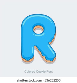 Colored Cookie Font. Vector illustration. Letter R