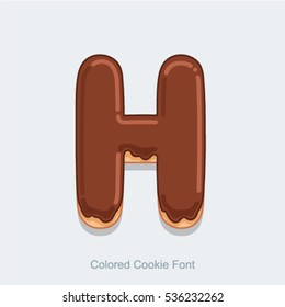 Colored Cookie Font. Vector Illustration. Letter H