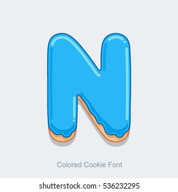 Colored Cookie Font. Vector illustration. Letter N