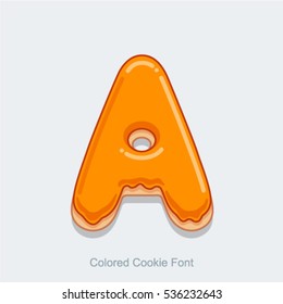 Colored Cookie Font. Vector illustration. Letter A