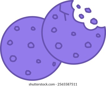 Colored Cookie Icon. Vector Illustration. Sweet Pastry, Bitten Cookie. Tasty Food. Fast Food Concept