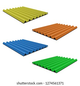 Colored corrugated metal roof,  metal siding, profiled sheeting. Vector illustration.