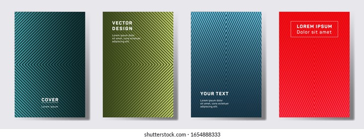 Colored covers linear design. Geometric lines patterns with edges, angles. Geometric backgrounds for cataloges, corporate brochures. Lines texture, header title elements. Annual report covers.