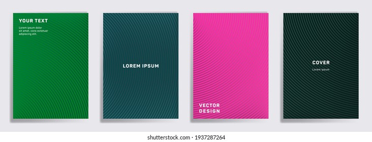 Colored covers linear design. Radial semicircle geometric lines patterns. Abstract backgrounds for catalogues, business magazine. Line shapes patterns, header elements. Annual report covers.