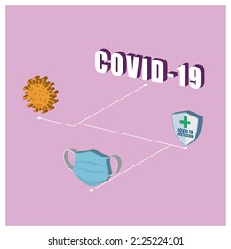 Colored covid prevention poster with 3d icons Vector